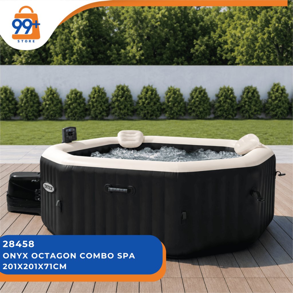 Jacuzzi INTEX 28458 Onyx Octagon Spa Hitam | Spa Portable 4 Orang | 201X71CM