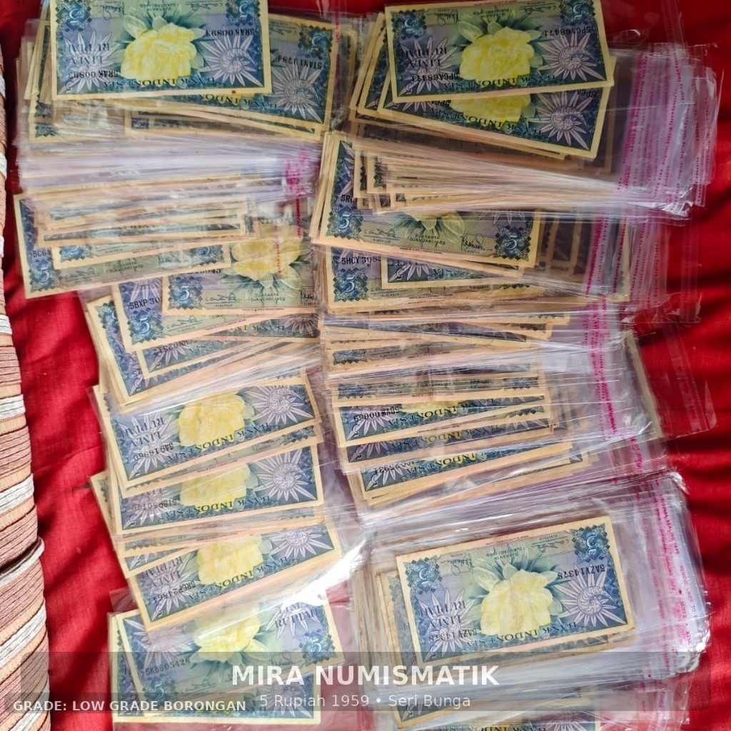 Uang Kuno 5 Rupiah 1959 Seri Bunga Low Grade