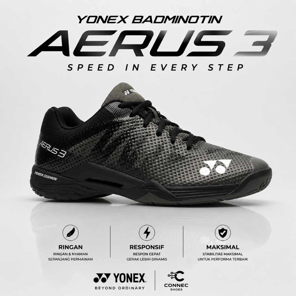 Sepatu Badminton Yonex Aerus 3 Premium Sangat Ringan Siap Temani Langkah Juara