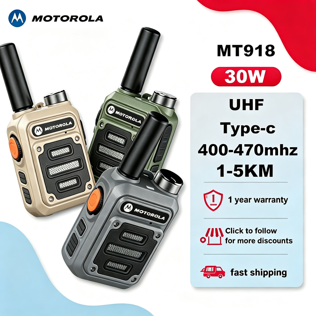 HT Motorola MT918  Walkie Talkie 30KM Waterproof 16 Channel 29800mAh UHF 400-470MHz Hijau Abu-Abu Kh