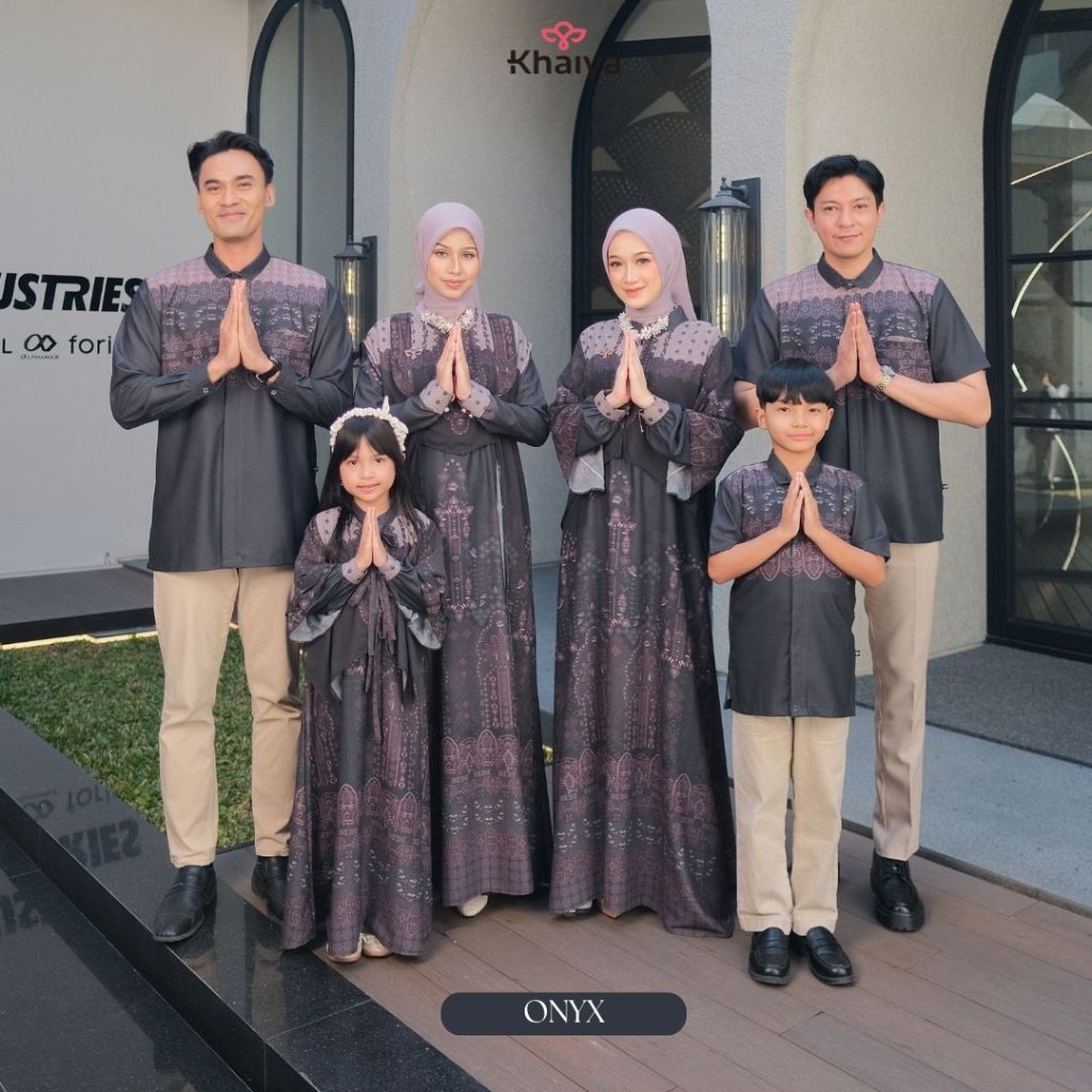 (PO Sarimbit Khaiya) - Senandung Raya Onyx Set Baju Sarimbit Terbaru 2027 Baju sarimbit premium moti