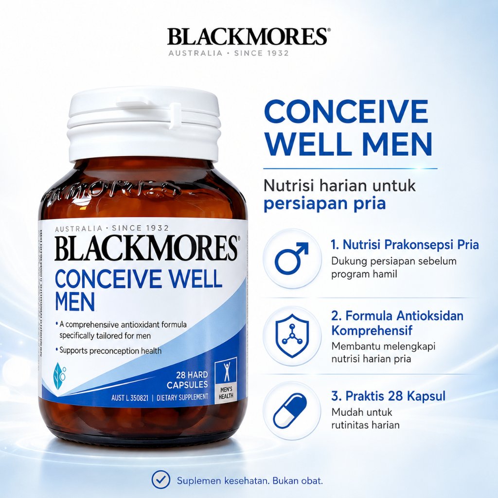 Blackmores Conceive Well Men 28 Capsules Vitamin Pria Suplemen Kesehatan Pria Antioksidan Persiapan 