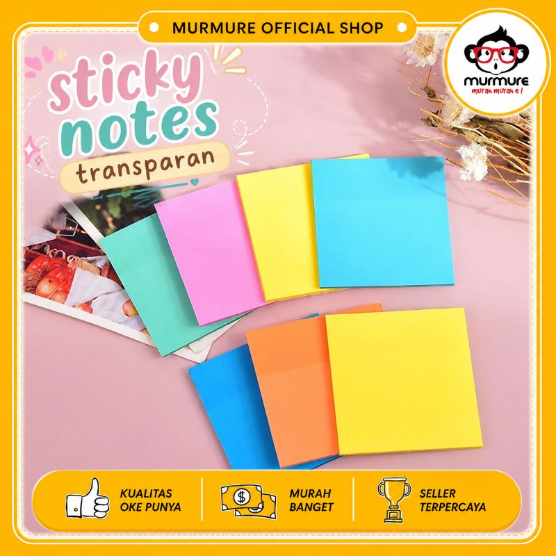 MURMURE I 50 LEMBAR STICKY NOTES TRANSPARAN / TRANSPARANT MEMO STICKY NOTES / STICKY NOTES ESTETIK
