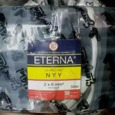 Kabel Listrik NYY 2x6 2 x 6 2x6mm Eterna 50M 50 Meter
