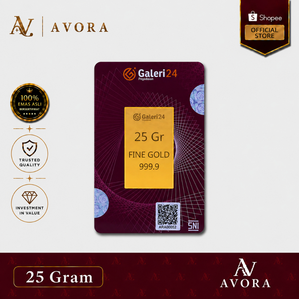 Avora Emas Logam Mulia Galeri24 LM 25 Gram Tahun 2026
