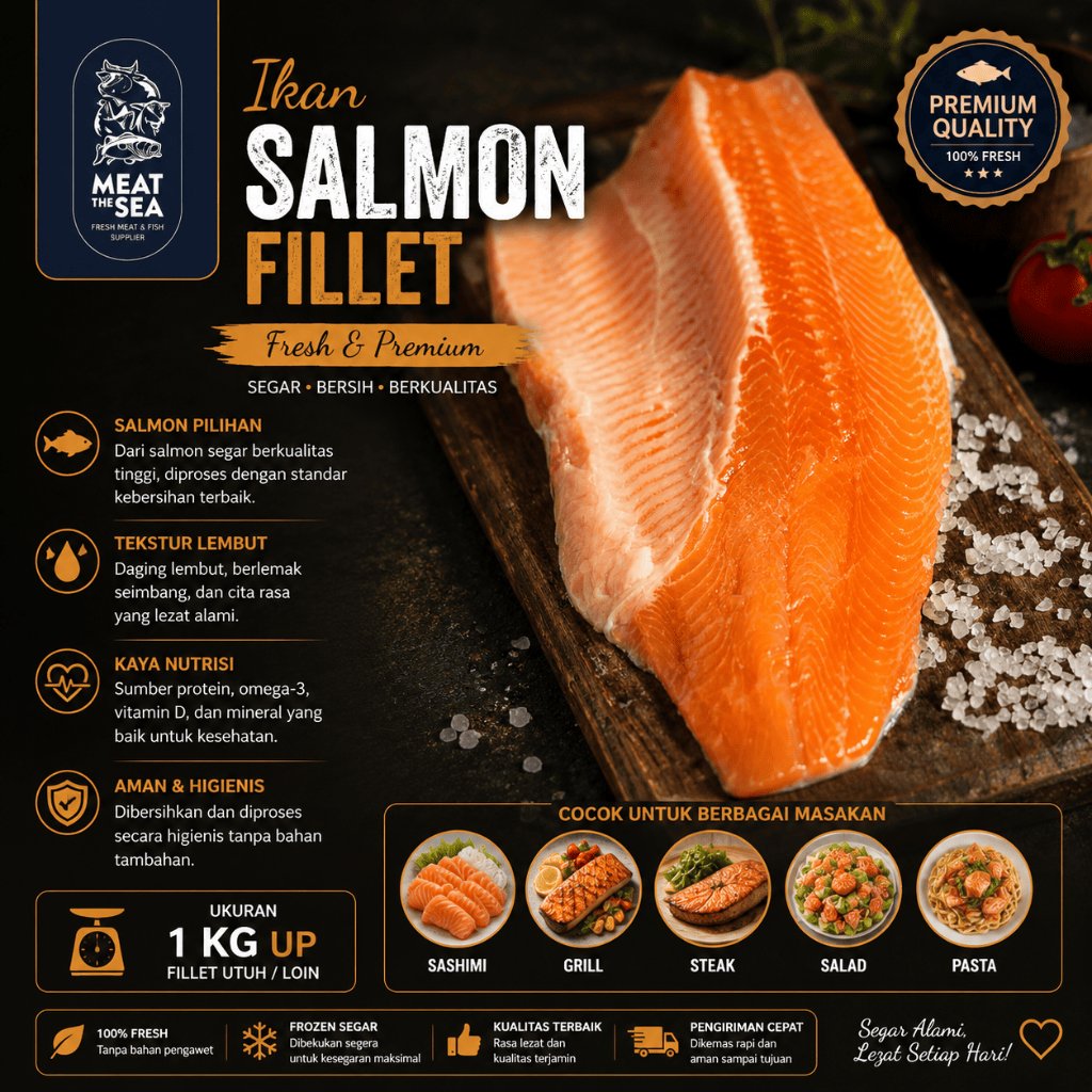 IKAN SALMON FILLET UTUH / LOIN | FRESH FROZEN & SEGAR