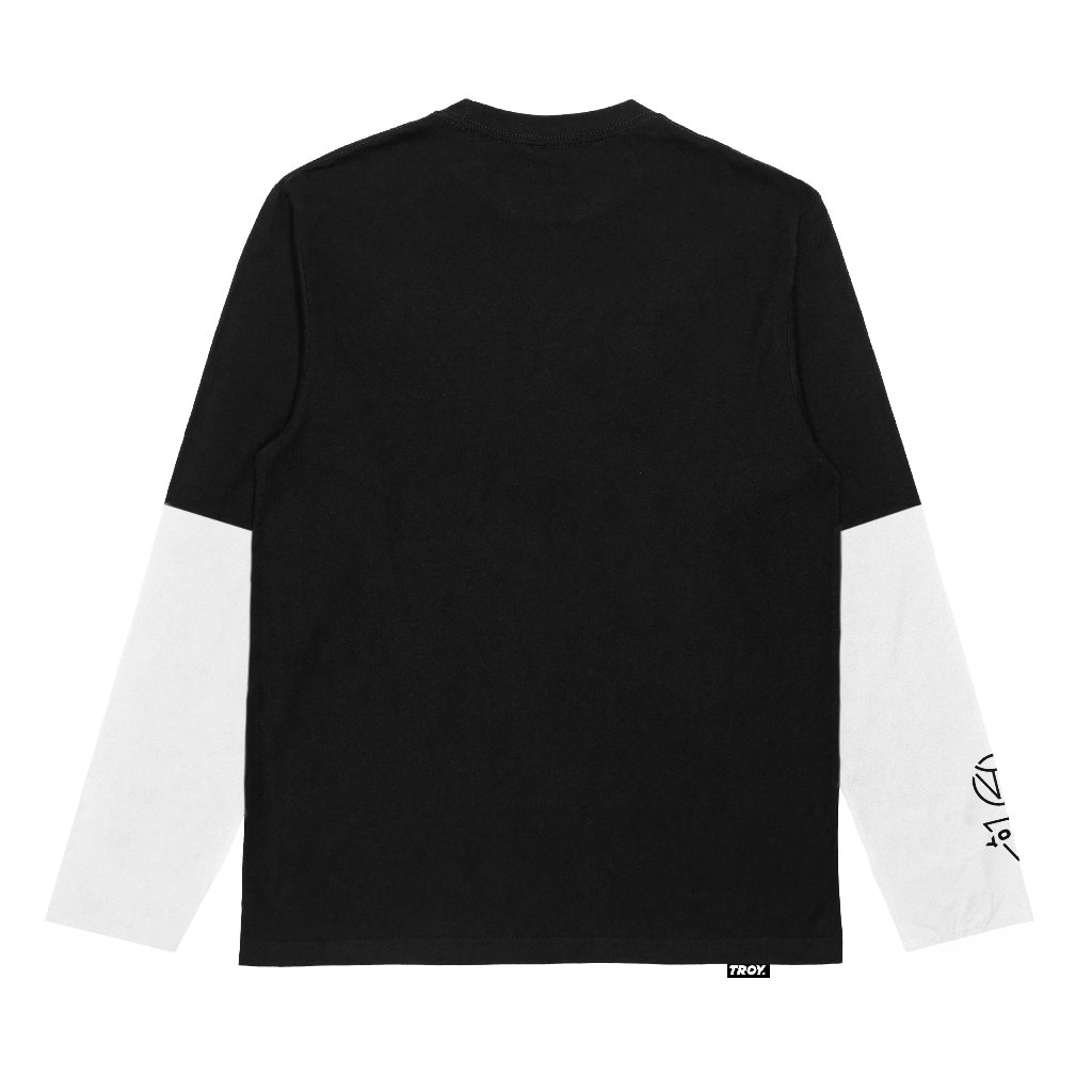 Troy Company Longsleeve Doublesleeve Black White Ellipse - Kaos Lengan Panjang Hitam Putih DSD 3691
