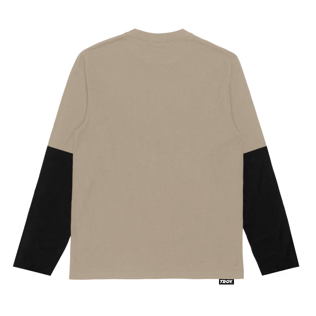 Troy Company Longsleeve Doublesleeve Beige Black The Beach - Kaos Lengan Panjang Beige Hitam DSD 3697