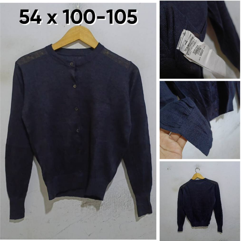 Cardigan MUJI Navy O Neck Size S Wanita G165