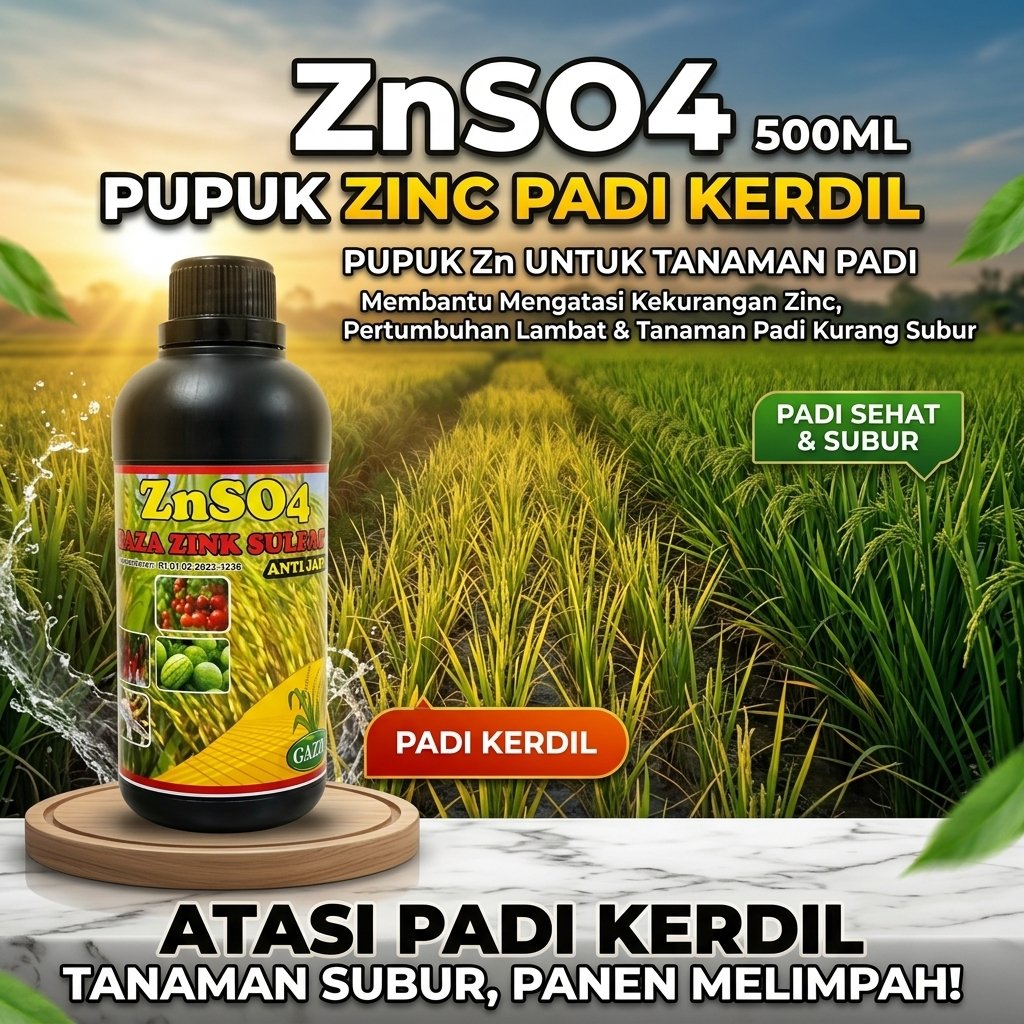 ZNSO4 500ML Pupuk Zinc untuk Padi Kerdil | Pupuk Zn Padi Sawah | Membantu Pertumbuhan Tanaman Padi, 