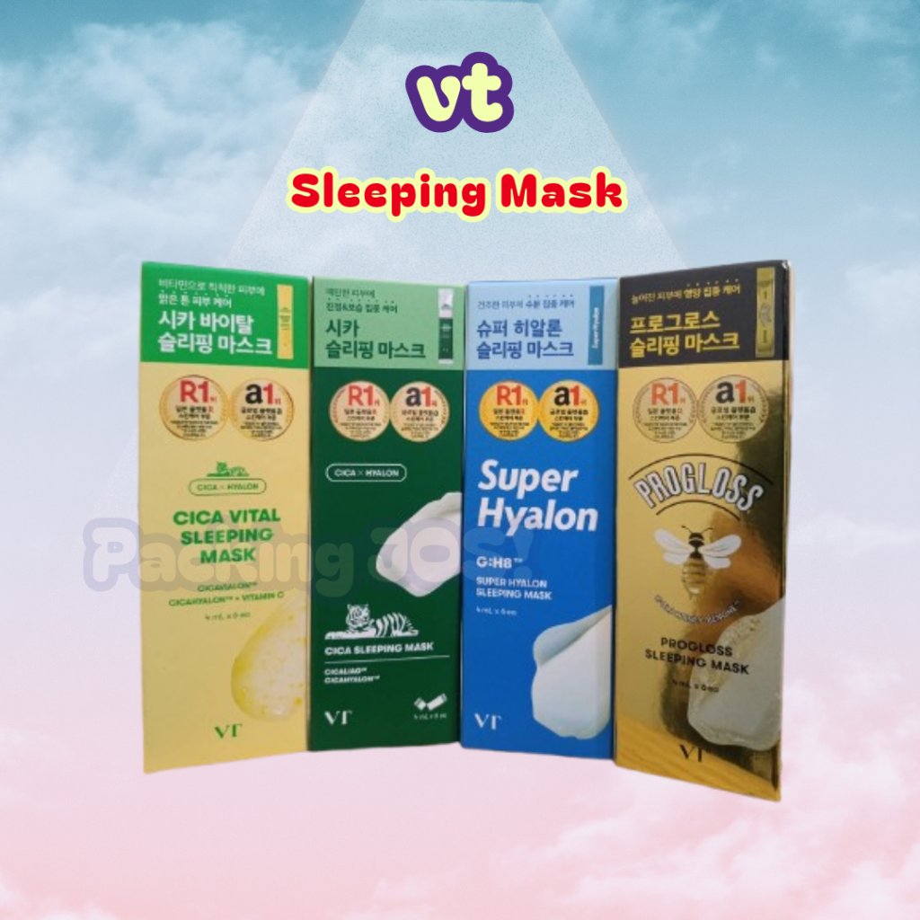 VT Sleeping Mask Cica Vitamin C Super Hyalon Progloss 4 mL x 6 Sachet Original Aman Untuk Kulit Waja