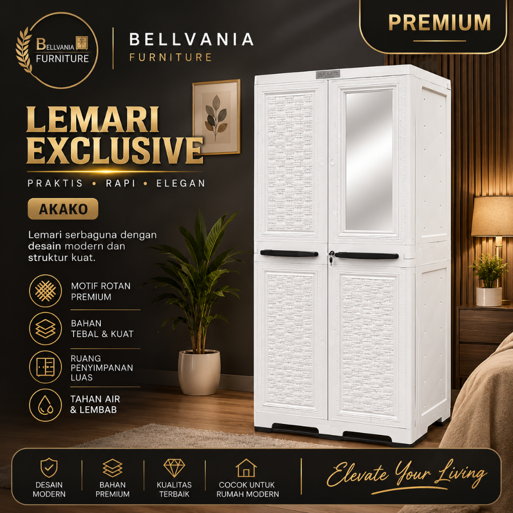 AKAKO - LEMARI PAKAIAN PLASTIK JUMBO FULL GANTUNG - KODE : LP2P EXCLUSIVE FREE 2 AMBALAN