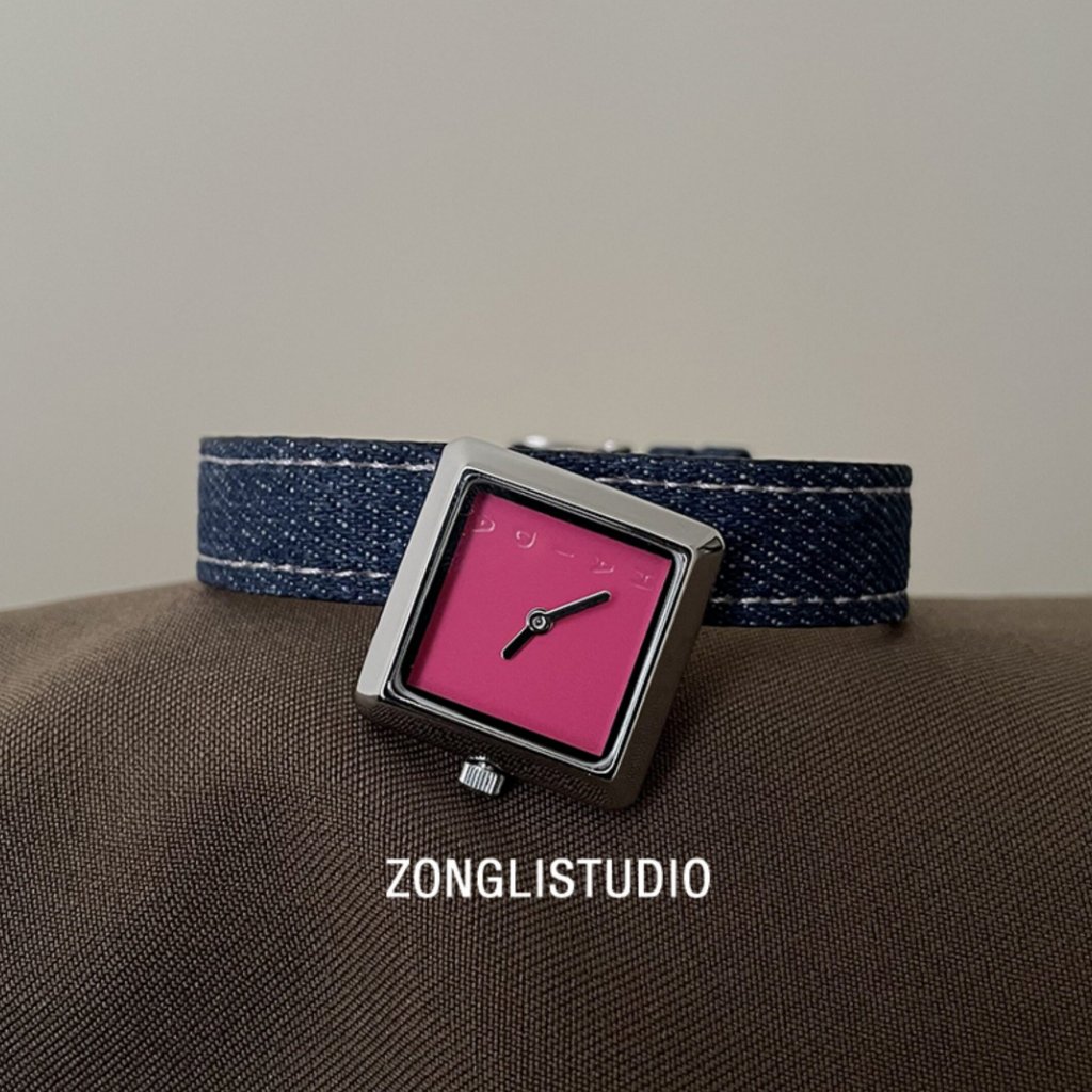 HAIDA Jam Tangan Wanita Original Square Minimalis Tali Hitam Case Emas Dial Hitam Garansi Asli