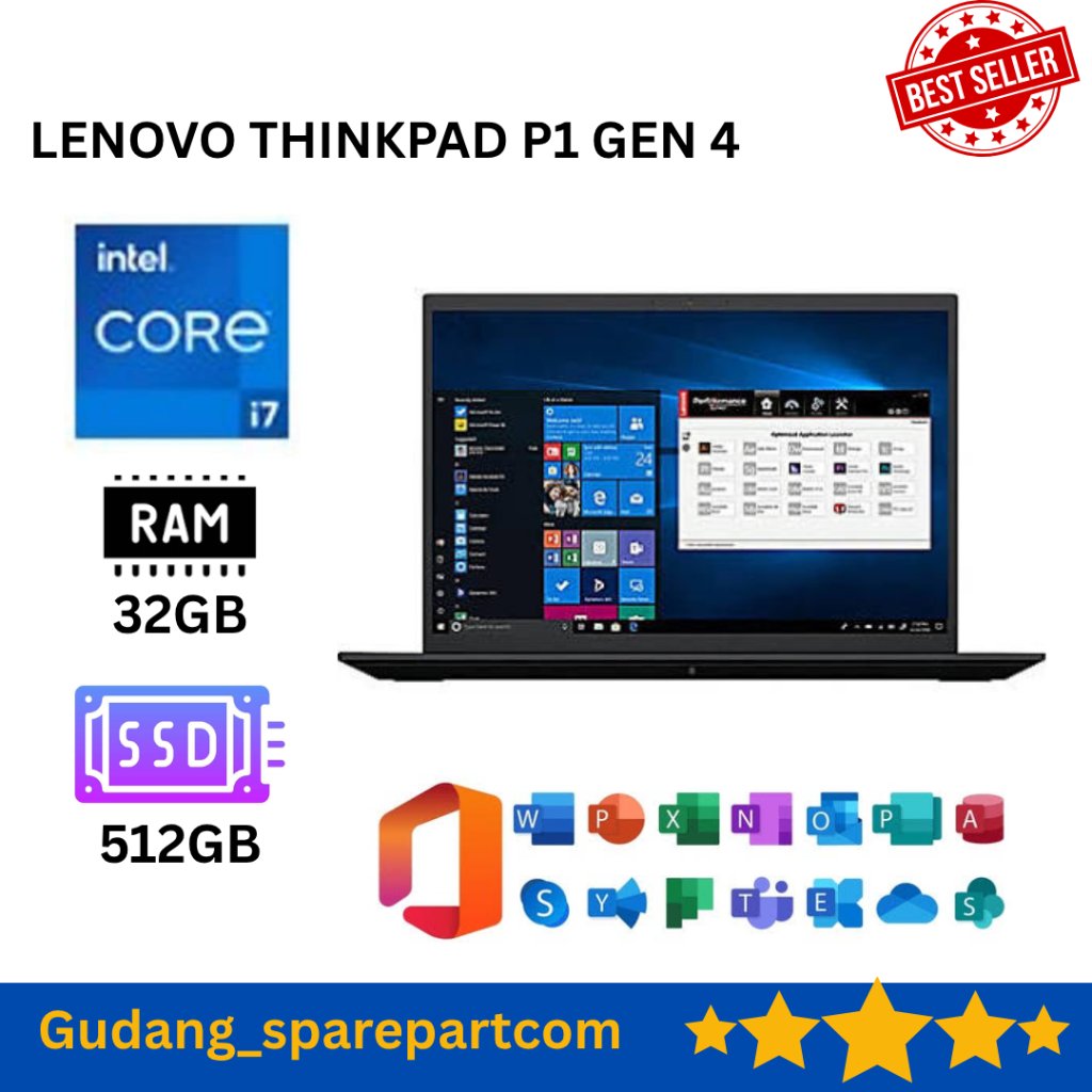 Laptop Workstation Lenovo Thinkpad P1 Gen 4 Intel Intel Core i7 Gen 11 Ram 64 GB SSD 3 TB GPU Nvidia