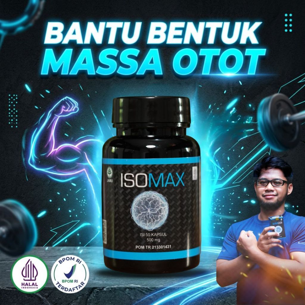ISOMAX 50 Kapsul - Suplemen Penambah Massa Otot Pria & Wanita Fitness Gym Herbal BPOM Halal