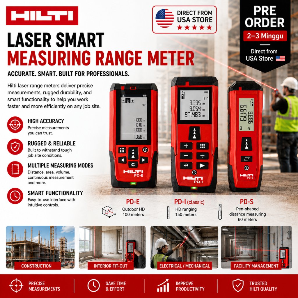 Hilti PD-S Laser Distance Meter - Pengukur Jarak Laser Merah dengan Presisi Tinggi