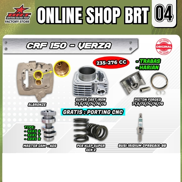 PAKET TRABAS GORILA 4 5 BRT CRF 150 VERZA Paket Bore Up 235CC 276CC 249CC 300CC
