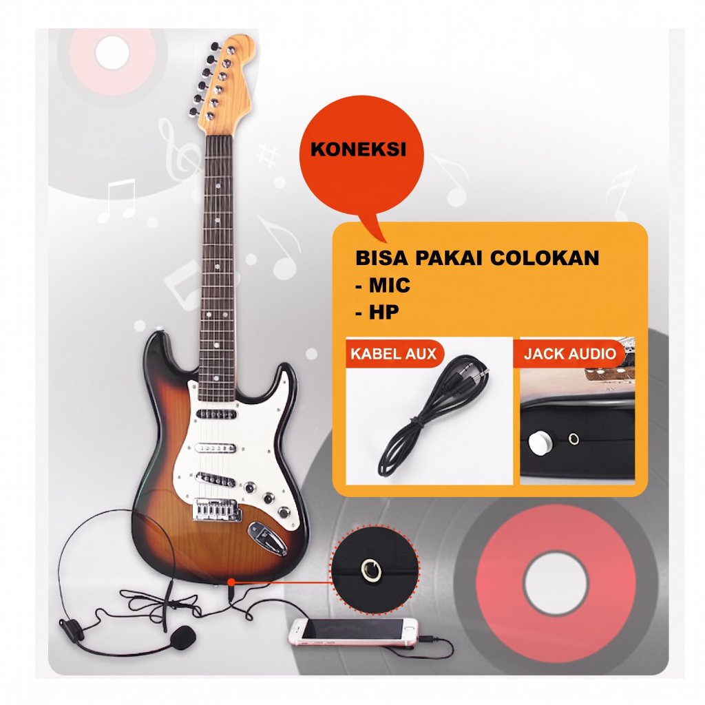 MAINAN ANAK PRETEND PLAY GITAR BASS ELEKTRIC / ELEKTRIK BELAJAR EDUKASI SEKOLAH ADA MUSIK LAGU