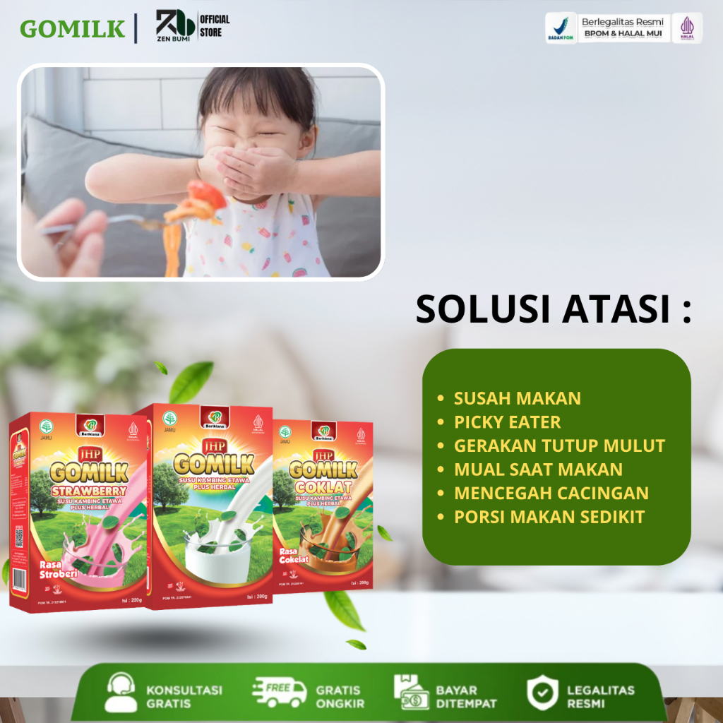 Gomilk Susu Kambing Etawa Plus Herbal Penambah Nafsu Makan Anak, Penambah Berat Badan Anak, Mencegah