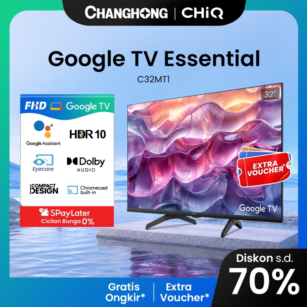 CHiQ by Changhong Google TV 32 inch FHD Google Smart TV Digital TV Dolby Audio DBX-TV  Netflix Youtu