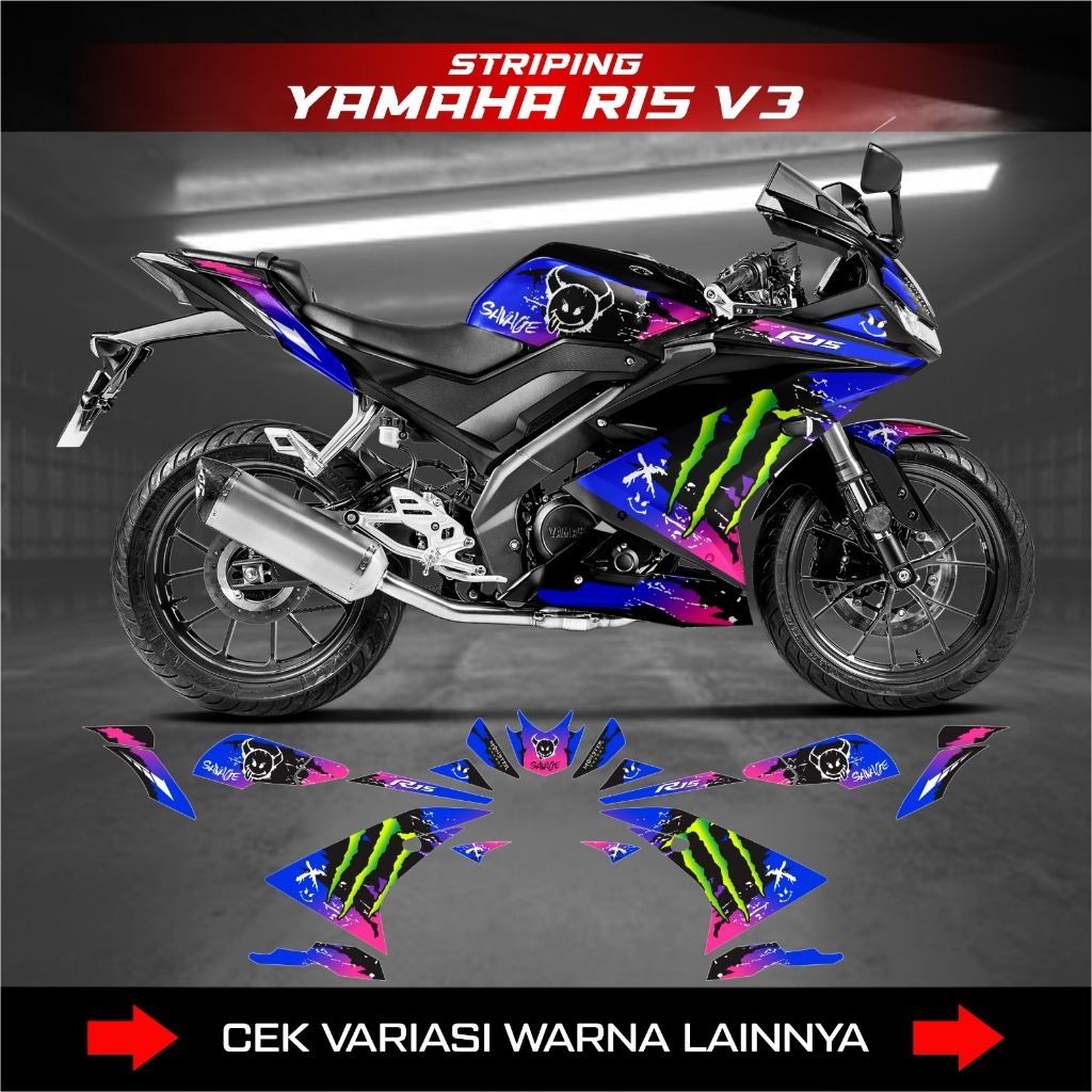 Striping Yamaha R15 V3 / Striping r15 v3, Stiker R15 V3, Decal Striping r15 v3 Variasi terbaru