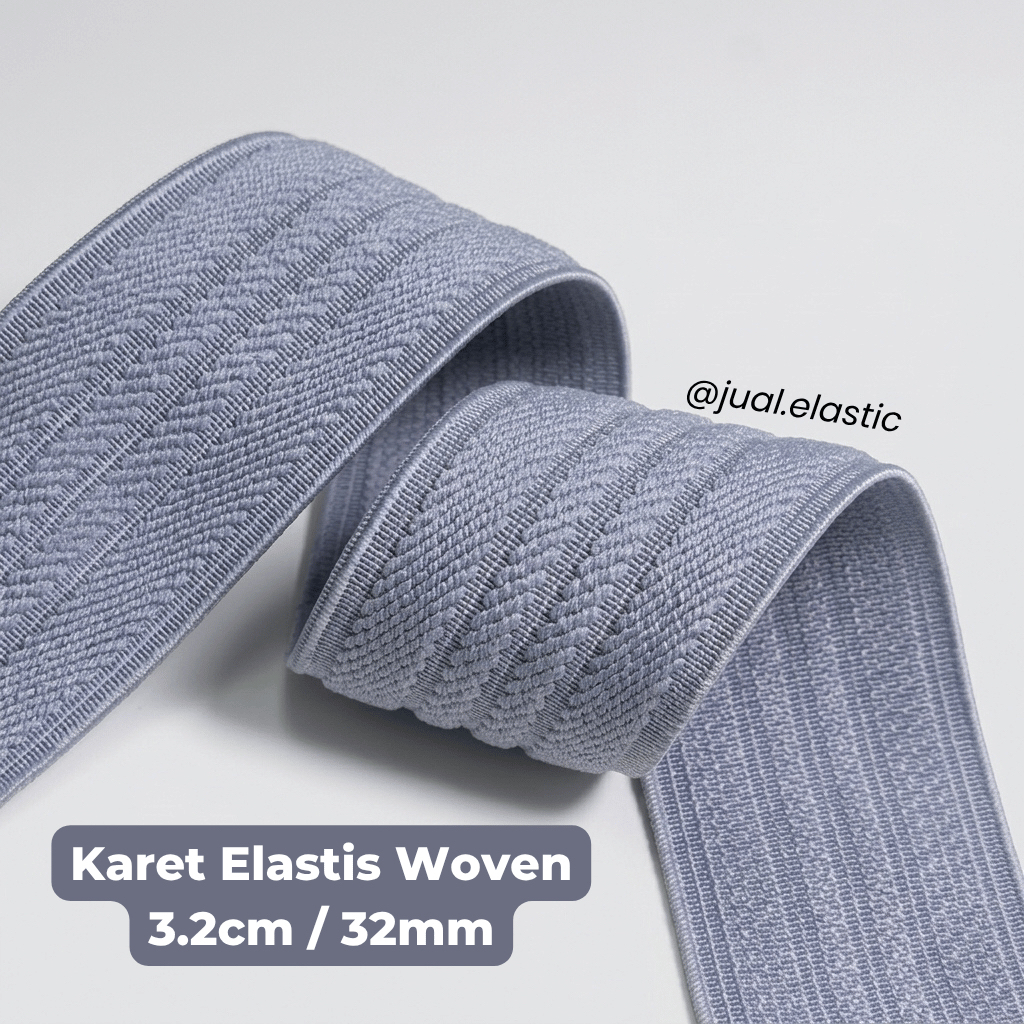 Karet Elastis Murah Abu-Abu 32mm | Karet Elastis Salur | Karet Sintetis | Aksesoris List Celana | Mo