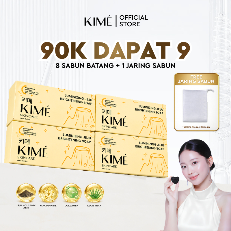 [4 BOX DAPAT 8 SABUN] KIME LUMINIZING JEJU BRIGHTENING SOAP – Sabun Mandi Batang Pencerah Badan Muka