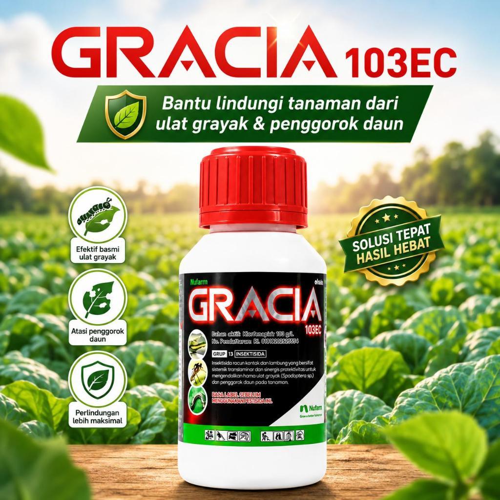 Gracia 103 EC (500ml, 250ml, 100ml) Nufarm Insektisida Pengendali Ulat Grayak & Penggorok Daun Tanam