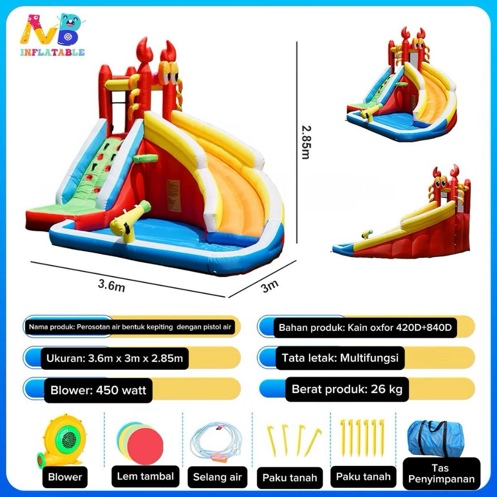 Happy Hop Rumah Istana Balon Inflatable Toys Perosotan Anak Inflatable Bouncer Rumah Balon Crab Kepi
