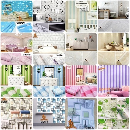 Wallpaper Dinding Aesthetic Kamar Tidur Anak Cewek 7.5M Motif Salur Aesthetic Walpaper Stiker Tempel