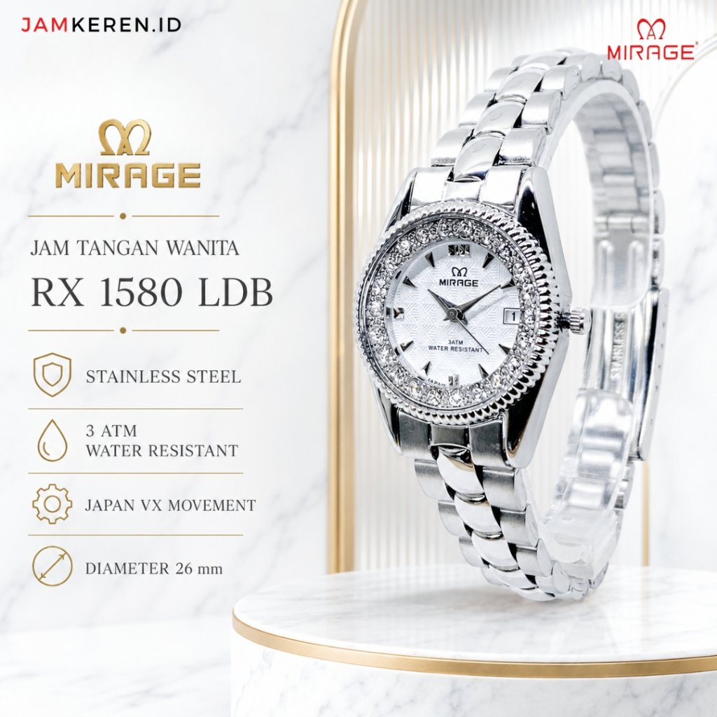Mirage | Jam Tangan Wanita | Jam Tangan Wanita Kecil | Jam Tangan Cewe Kecil - Elegan Mewah RX 1580 