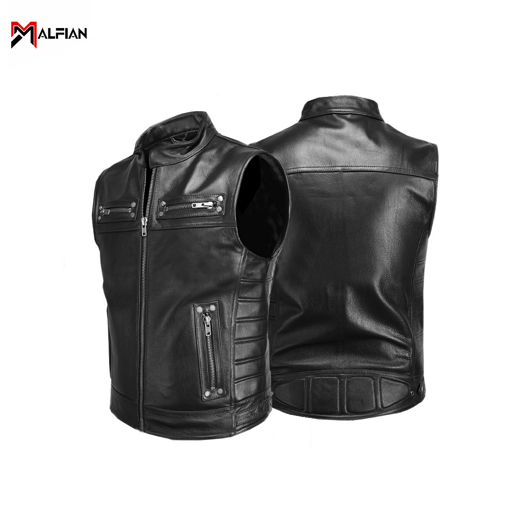 Rompi Kulit Motor Vest Kulit Sintetis Rompi Kulit Bikers Harley Davidson Vest Pria MF.VEST.031