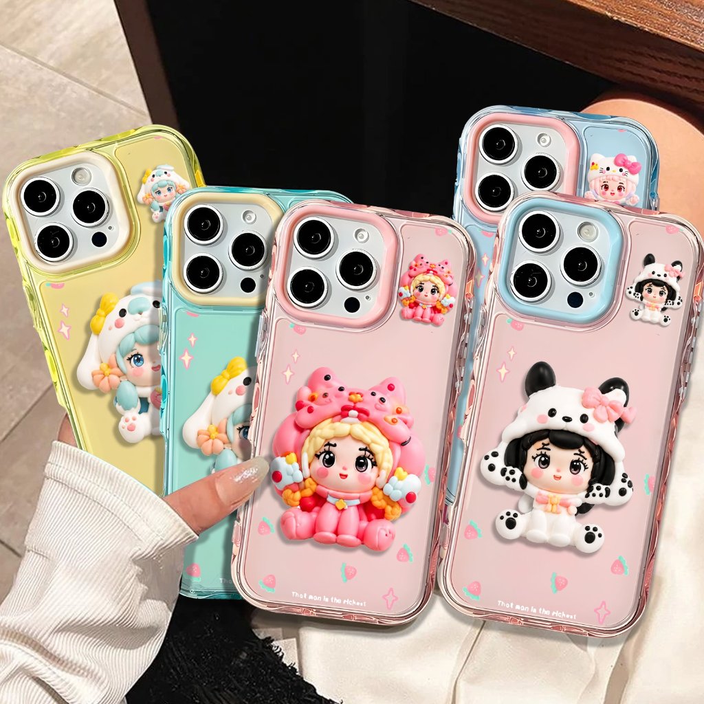 Case Compatible For Realme C53 C51 C50 C55 C63 C61 C60 C71 C75X C85 PRO NOTE 50 60 3D Cute Doll Set 