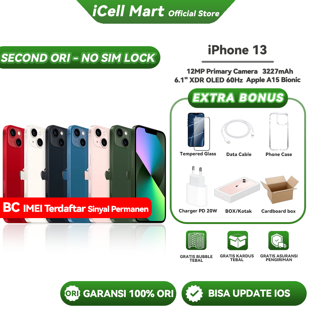 BC Apple iPhone 13 128GB 256GB Original Second Sinyal Permanen Semua Jaringan Bisa Update Reset iOS 