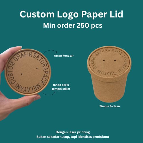 Custom Logo Kraft White Cup Lid Tutup Gelas Paper Lid 8oz 12oz 16oz 26oz 32oz / Paper Cup Lid Custom