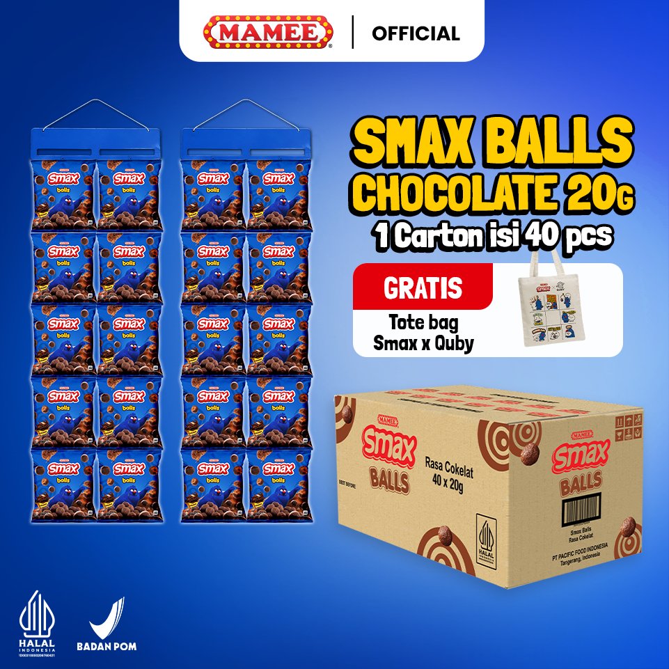 [GRATIS TOTE BAG QUBY + BELI 4 RENCENG LEBIH HEMAT] Smax BallsChocolate [1 Karton isi 4 Renceng x 20