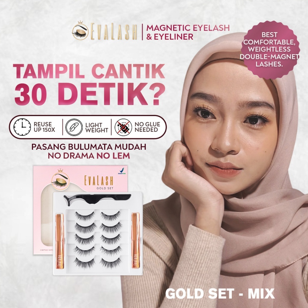 Bulu mata EVALASH GOLD TIPE MIX (jenis bulu mata LENGKAP dari mulai NATURAL hinggal BOLD) - EVA LASH