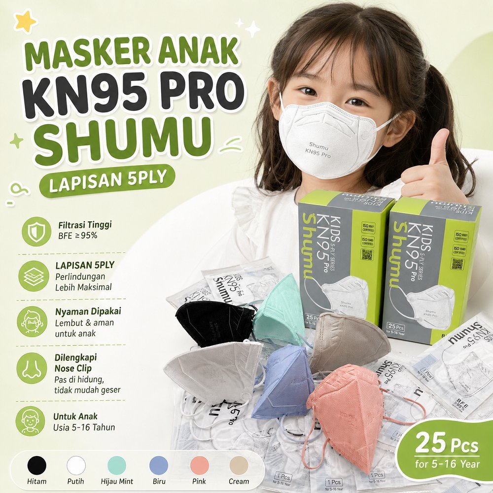 MASKER KN95 ANAK MOTIF & POLOS