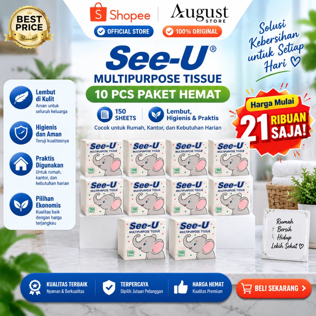 [10 PACK] Tissue See U Gajah Pop Up Isi 150 Sheets / 1 Ply / Tissue Restoran