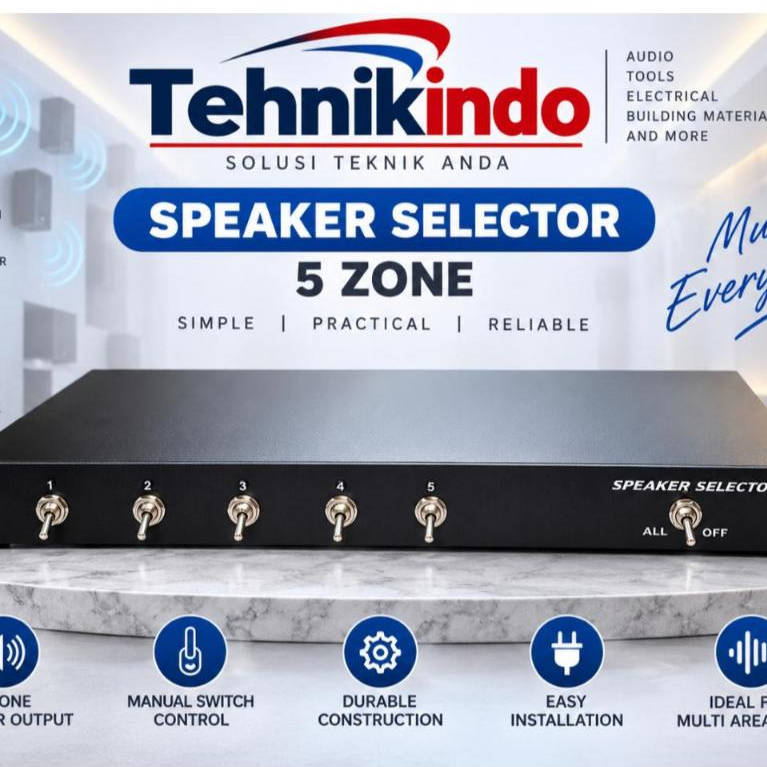 Speaker Selector 5 Zone Speaker Selektor 5 Zone Compatible Untuk Berbagai Merk dan Universal