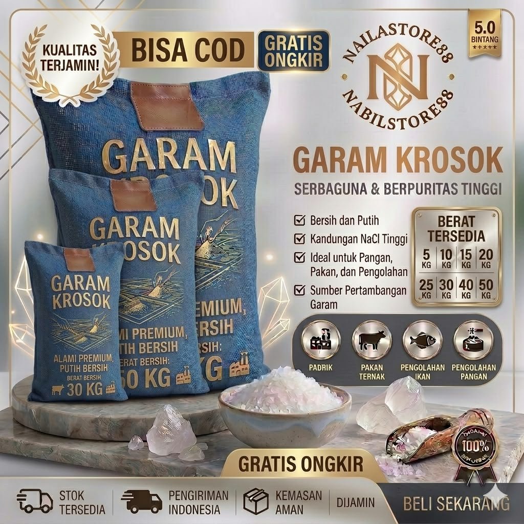 25KG GARAM KROSOK GARAM KASAR GARAM KRISTAL PUTIH BERSIH NON YOUDIUM