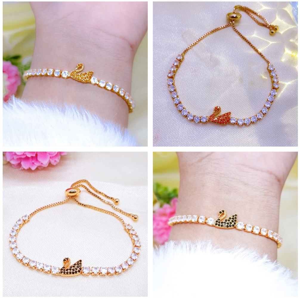 Gelang Rantai Angsa Titanium Wanita Anti Karat Berlian Emas Korea Aesthetic Aksesoris Anti Luntur Ge