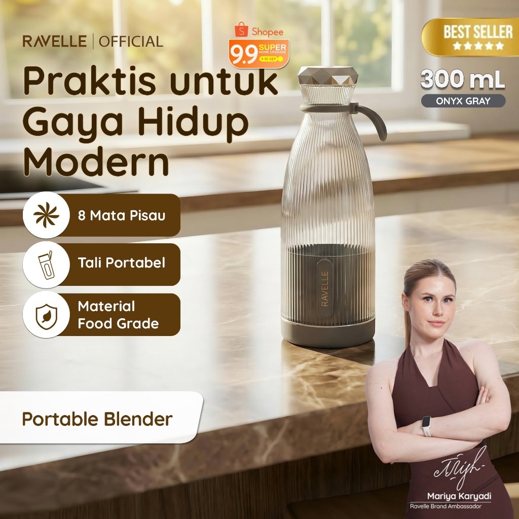 RAVELLE - PUREA Blender Portable Ravelle 300ml USB Rechargeable - Blender Jus Buah Smoothie Milkshak