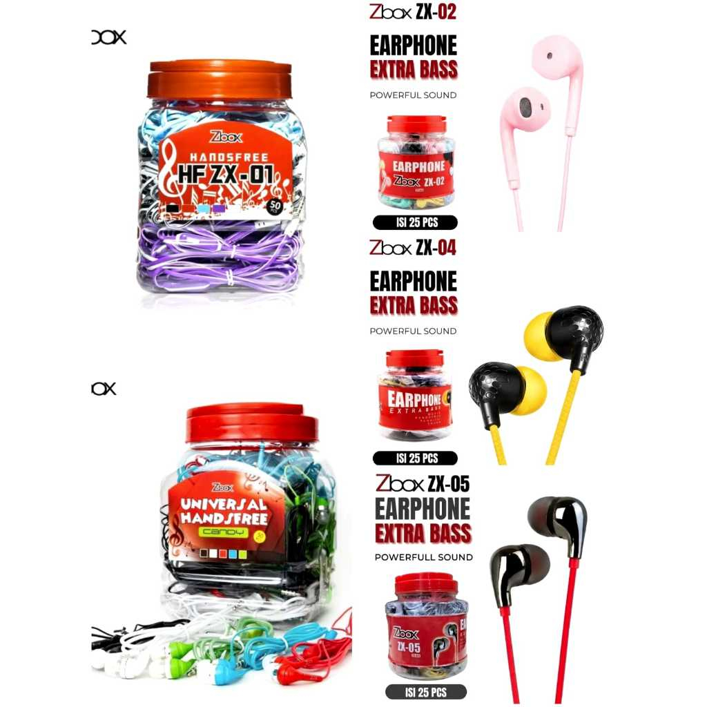 (pertoples) ZBOX Headset ZBOX ZX-01 / ZX-02 / ZX04 / Zbox Zx05 / Candy Handsfree Zbox Toples