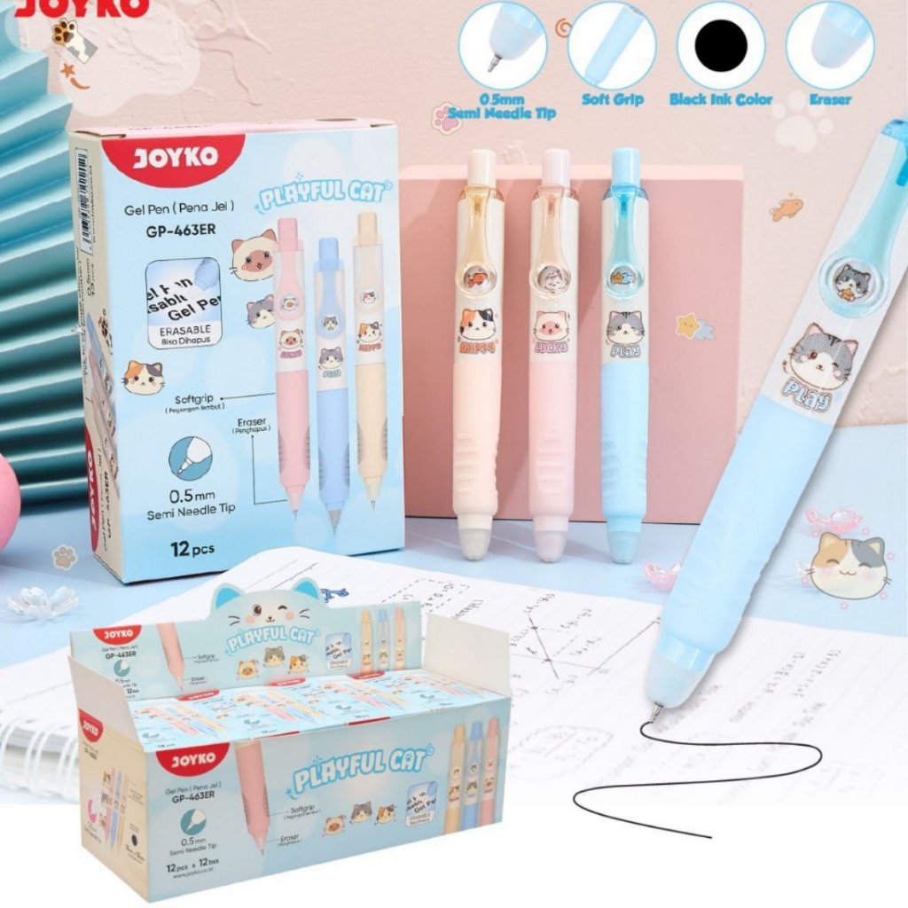 Erasable Pen Pulpen Gel Bisa Dihapus 1 Pack GP-463ER 0.5mm Isi 12  //Pulpen Bisa Hapus
