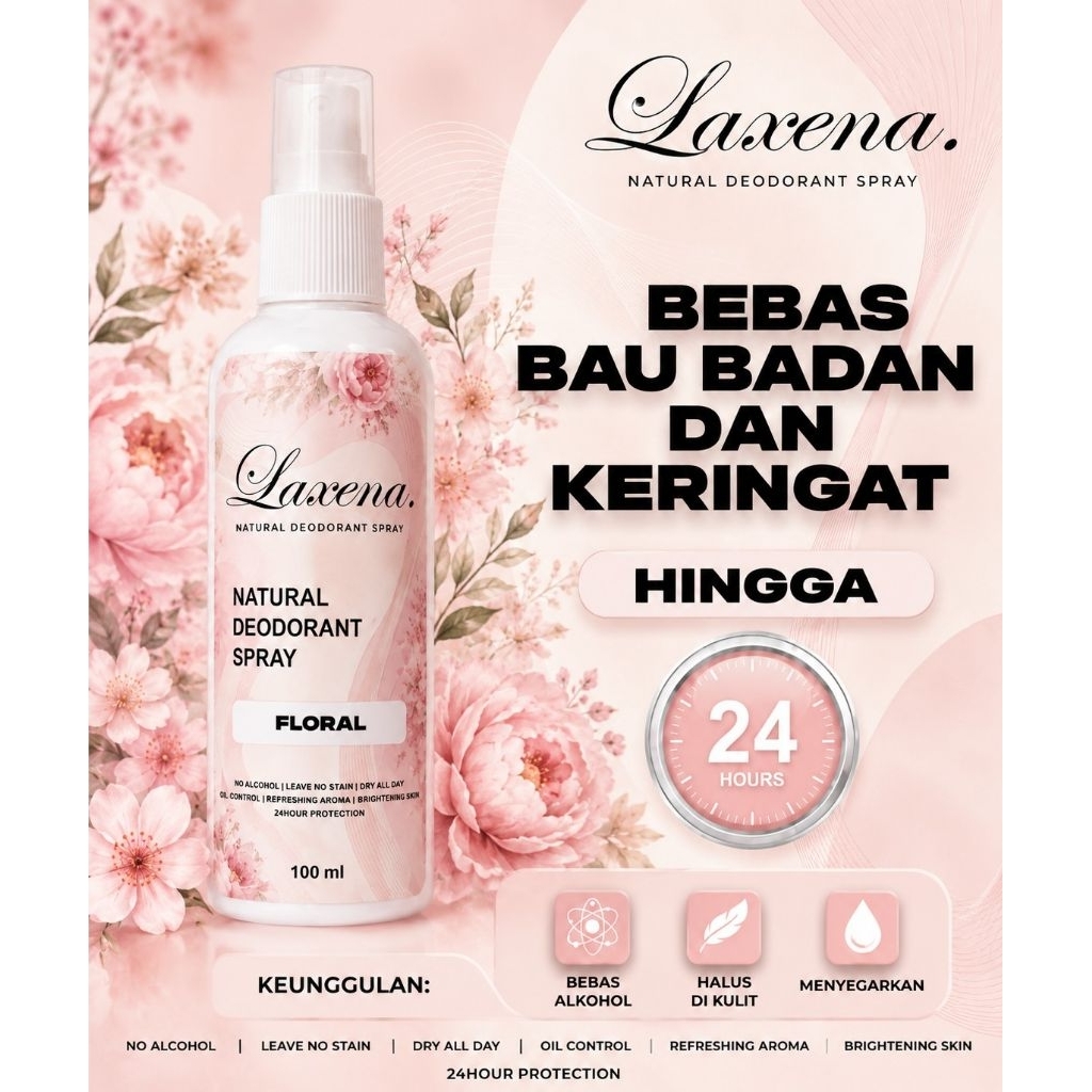 Laxena Deodorant Tawas Spray 100 ml Bebas Bau Badan dan Keringat Hingga 24 Jam