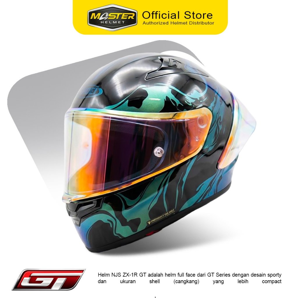 PAKET GANTENG NJS ZX1R GT Series Nebulasky Emerald helm full face