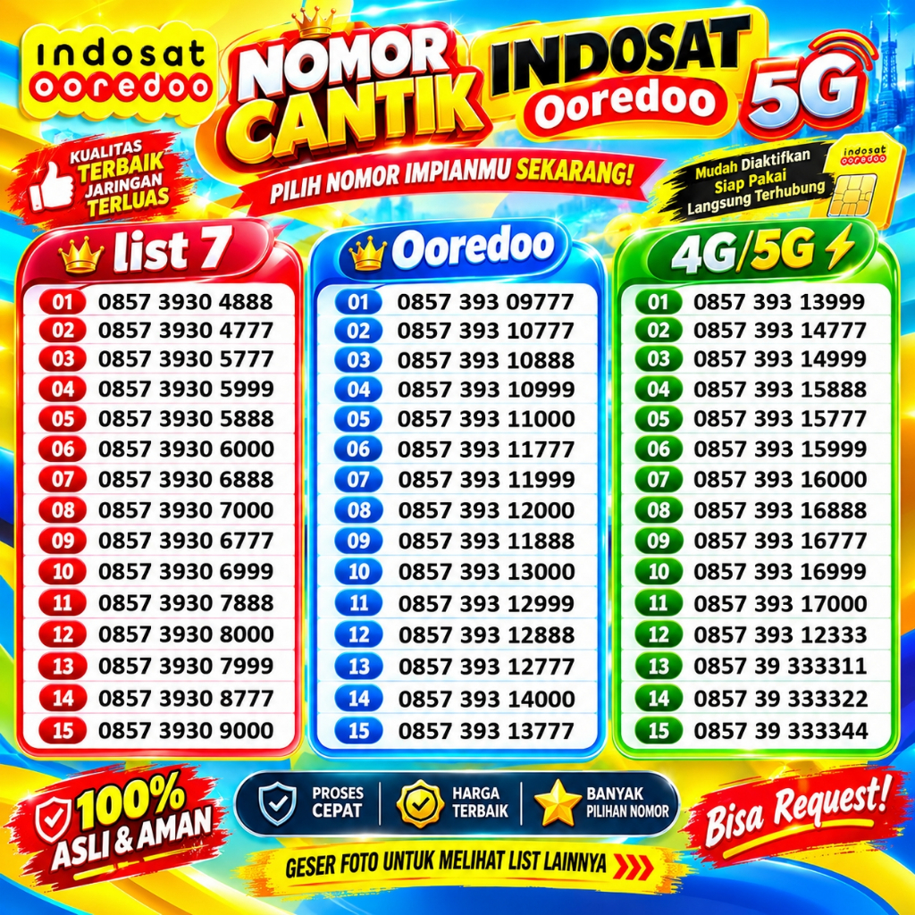 Kartu Perdana Spesial Nomor Cantik Indosat 10  11 12 digit 5G