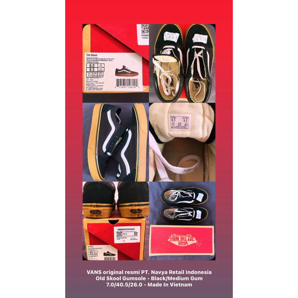 Sepatu Vans Old Skool Black Medium Gum Original Resmi PT. Navya Retail Indonesia