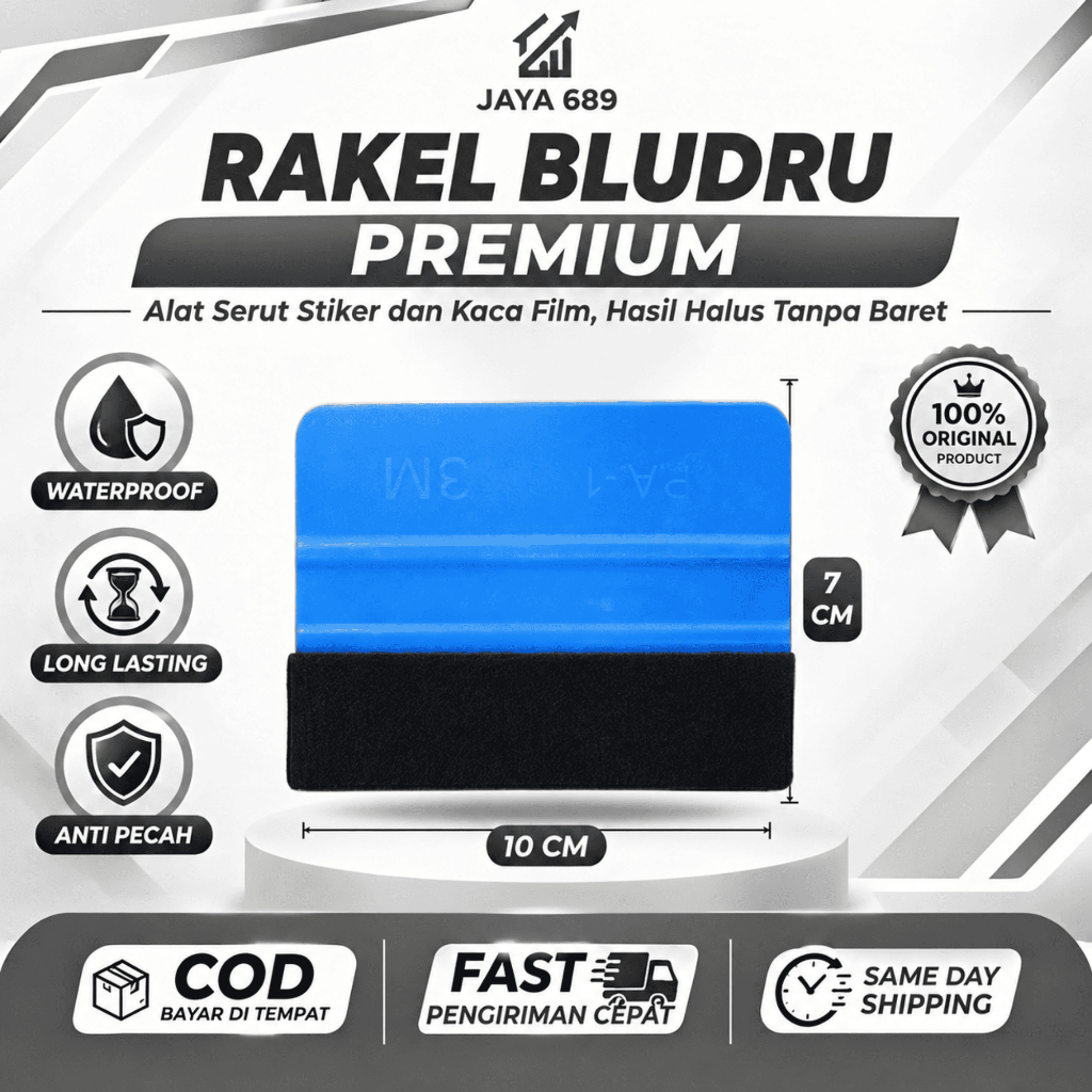 Rakel 3M Biru Bludru Kape Scraper Alat Pasang Sticker Kaca Film Ukuran 100*75mm Original